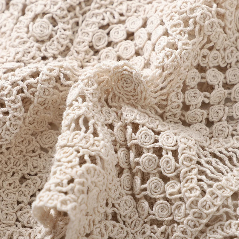 Square Collar Cotton Crochet Tank Top Sexy Knitted Hollow Out Mesh Vest Crop Top Women Femme Vintage Backless Short Tops Female 250320