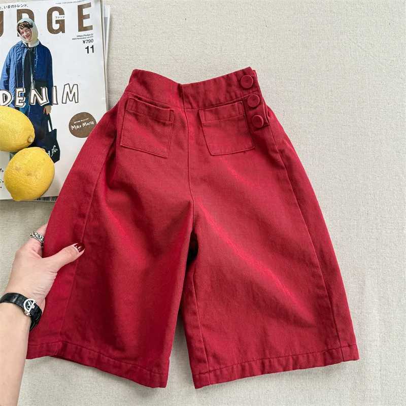2025 Girls Spring Wide Leg Pants Childrens Clothing New Baby Kids Nine Leg Pants Japanese and Korean TrousersT2502320