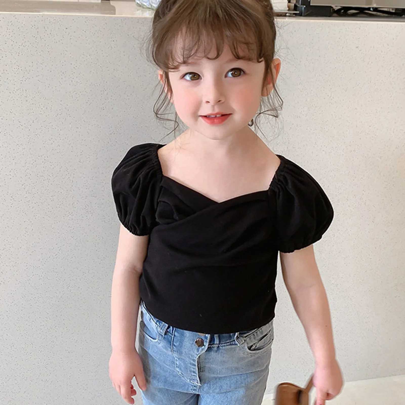 Children Sleeve T Shirt Summer Vintage Girls Top 3 8 Years Old Childrens Clothing 2t Long Sleeve Shirts Girls PackT250320