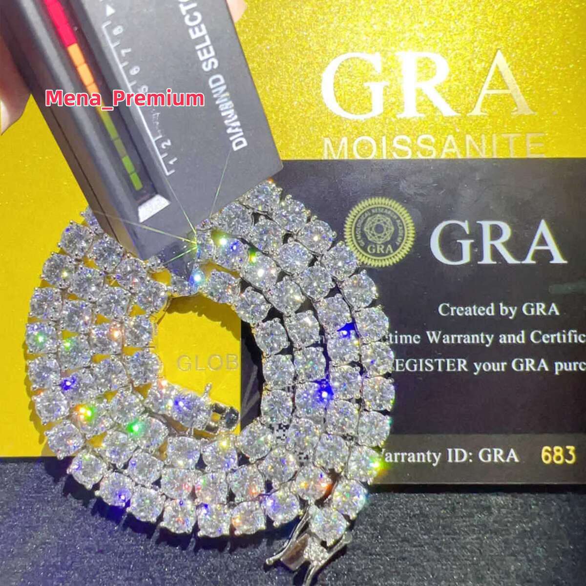 Luxurious SIA Moissanite Tennis Chain Necklace with Sterling Silver Setting Fine jewelry sterg sier vvs moissanite necklace dia mossanite tennis chain