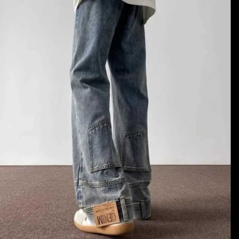 New Japanese straight leg jeans in spring and summer of 2024 Mens trend loose casual trousersT250319