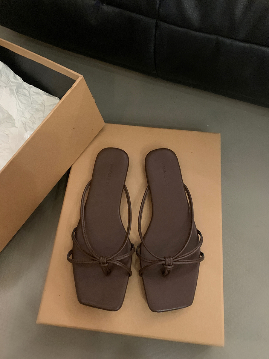 French Style Designer Slippers, Women's Sandal Outdoor Scatter Shoes, Wearing A Luxurious Feeling 2025 Summer New Silver Flat Slippers With Skirt