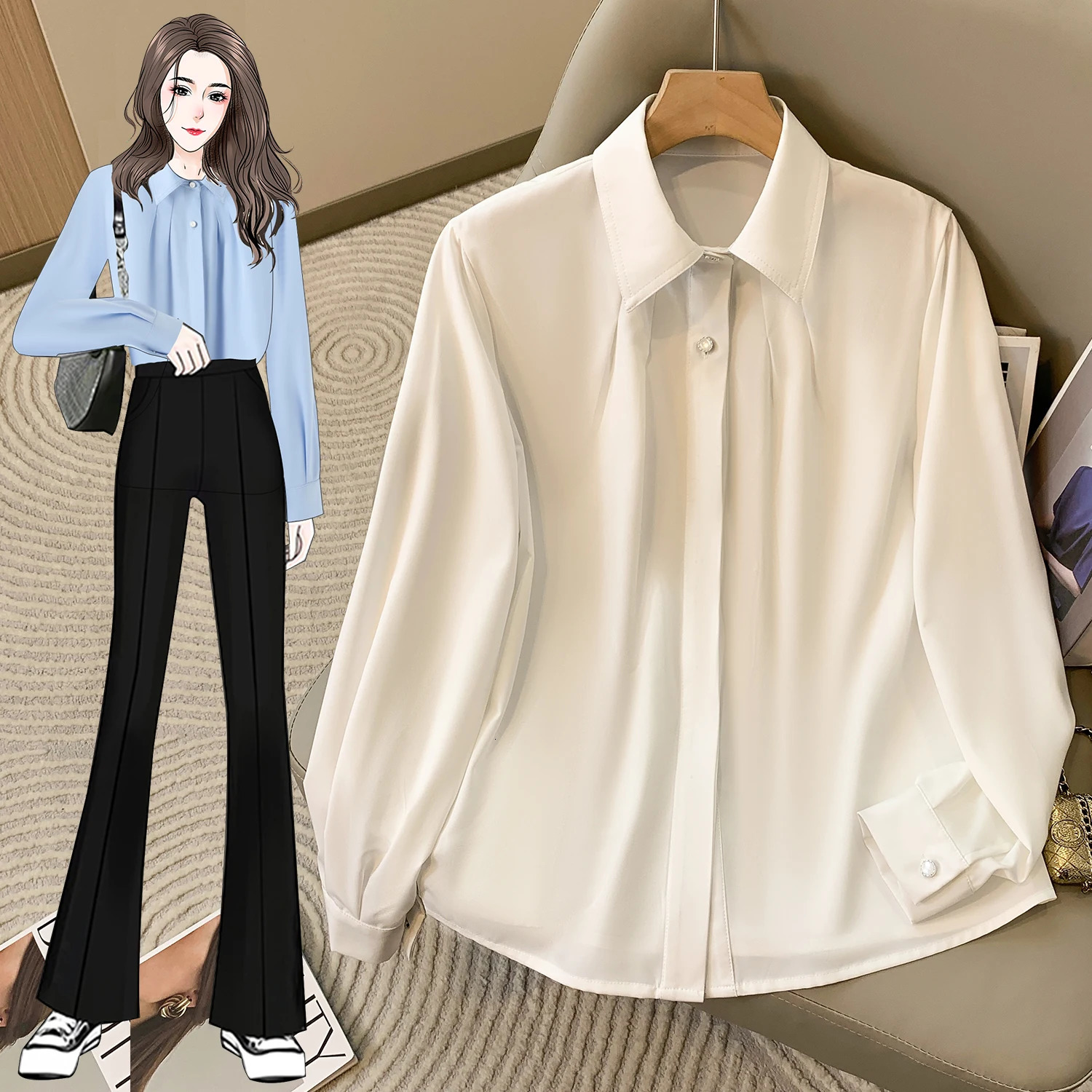 Plus Size Shirts And Blouses For Women Spring 2025 Long Sleeve Shirt Woman Lady Office Work Wear Elegant Shirt Blouse Women 250320