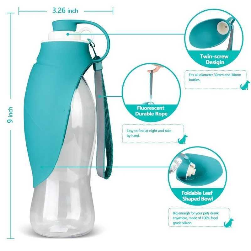 580ml portable pet dog water bottle silicone travel dog bowl for small dogs and cats outdoor pet water dispenser Y250319
