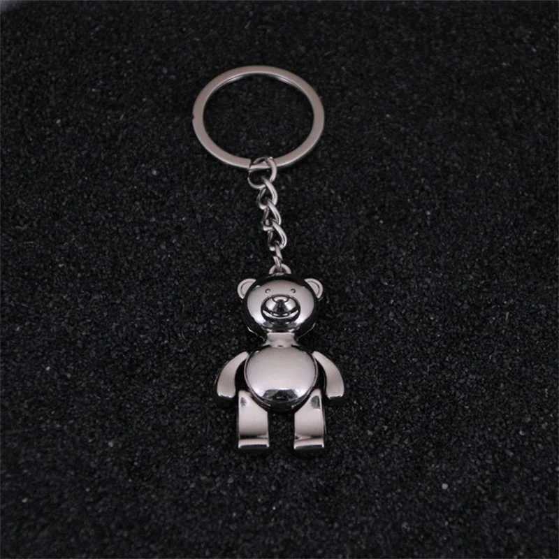 Cute metal mobile bear keychain 3D animal keychain womens car handbag charm accessories keyholderXJ250319