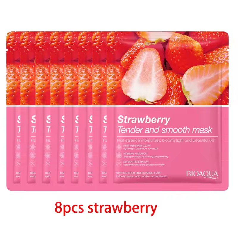 8pcs Face Mask Natural Fruit Plant Moisturizing Oil-Control Blueberry Orange Strawberry Rose Facial Masks Skin Care Cosmetics
