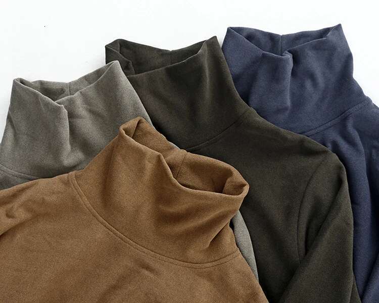 Autumn Imported Double-Sided Cashmere T-Shirt Men's Thickened Solid Color Turtleneck Long Sleeve Casual Couples Bottoming Tops