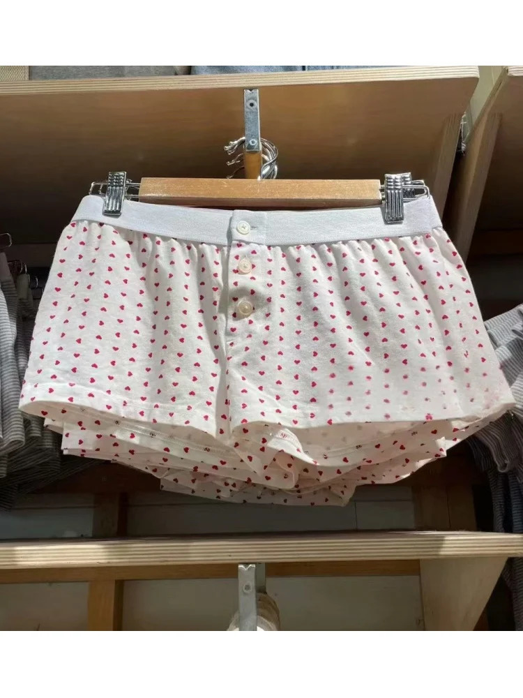 Casual Women Soft Cotton Front Buttons Shorts Summer Vintage Low Waist Female Chic Bottoms 250320