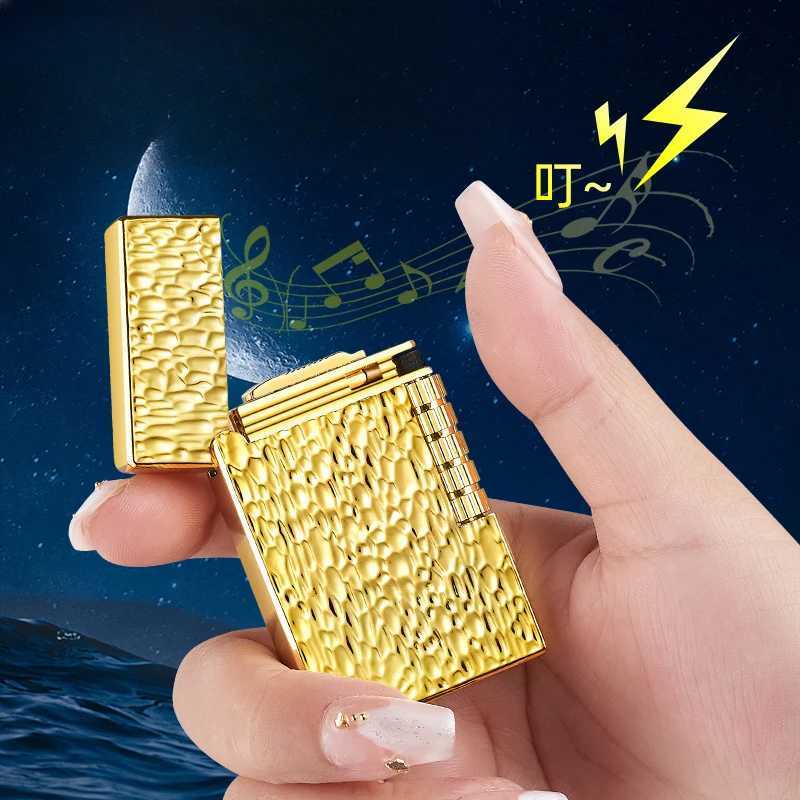 2024 New Metal Langsheng Oblique Fire Open Flame Grinding Wheel Lighter Butane Gas Inflatable Point Cigarette Lighter SmokingC250319
