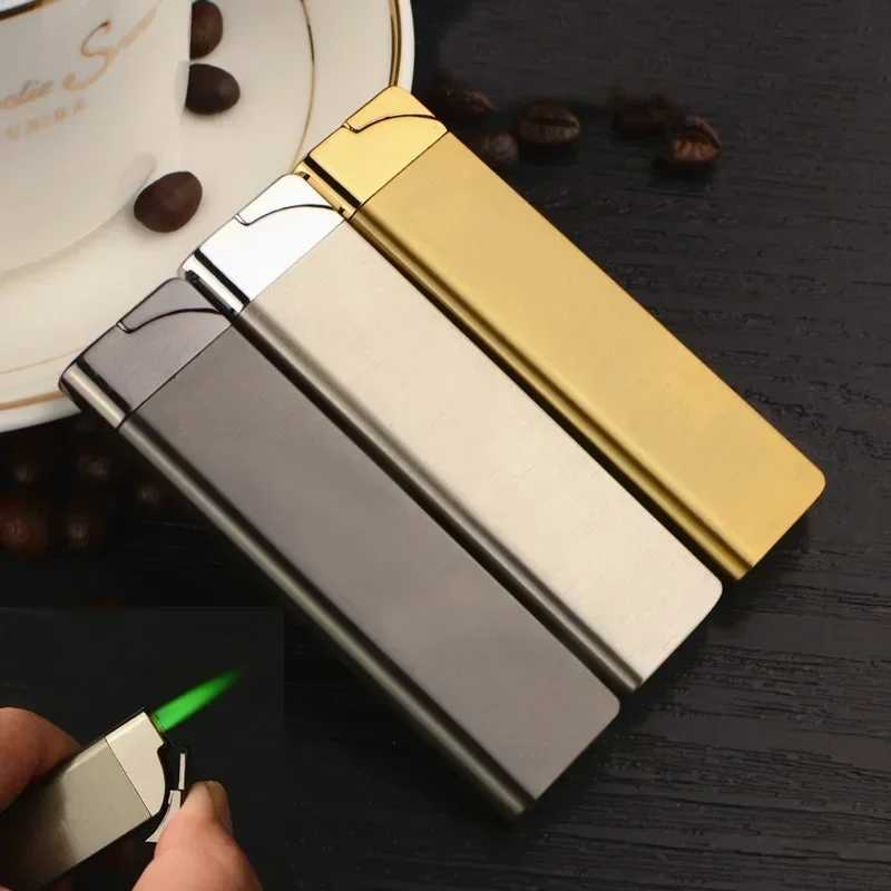 Mini Women Luxury Butane Lighter Solid Color Simple Design Lighters Green Flame Torch Lighter Ciggaretes Smoking AccessoriesC250320