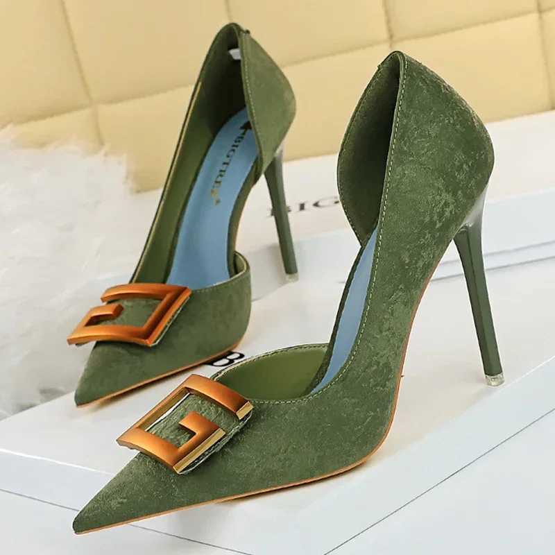 Womens Fetish 10.5cm High H Metal Buckle Nighlub Designer Pumps Lady Daily Off Hs Scarpins Shoes Plus Size Y250319