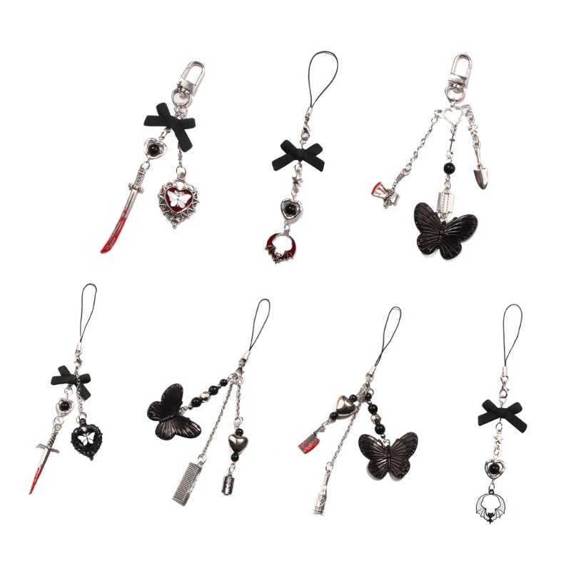 Stylish Gothic Keychain Pendant Fashionable Phone Lanyard Unique Phone Pendant Phone Charm Versatile Phone StrapsXJ250319