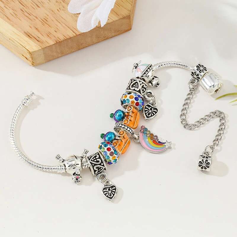 2021 Trendy Rainbow Pendant Charm Bracelet With Colorful Unicorn Beads Bracelets For Women Kids Jewelry Pulseras Special Offer