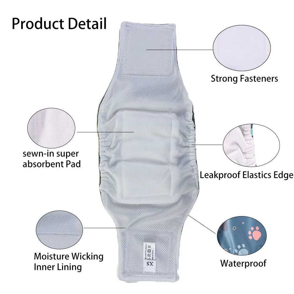 BIAI 1PC Durable Washable Mens Dog Diaper Packaging Pet Boy Dog Cloth Sleepwear Reusable Pet Dog Underwear Y250320