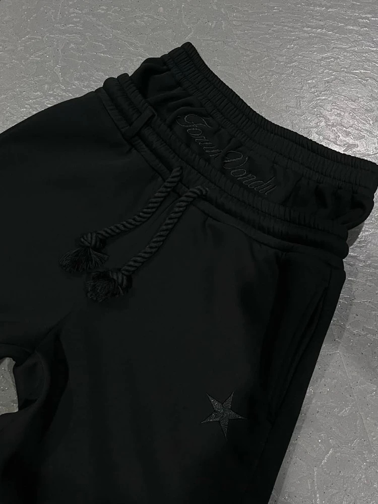 Unisex Fashion Pants Two Piece Pants 2025 Spring Double Waist Pants Loose Drawstring Pants Embroidered Waist Pants 250319