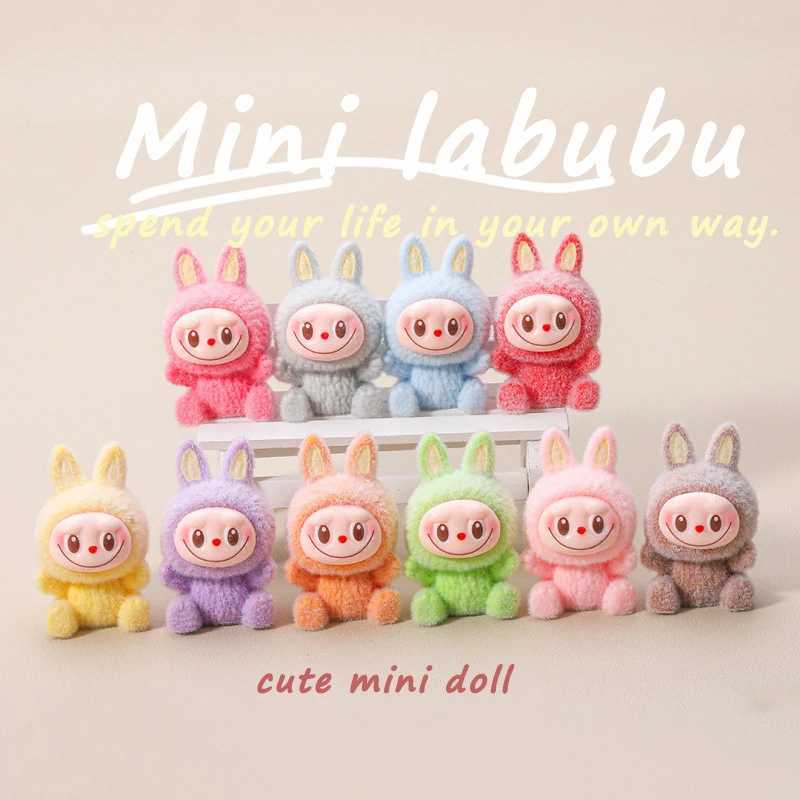 Mini Labubu doll Macaron plush cute mini doll anime character model decoration cute blind bag keychain pendant mysterious box giftXJ250319