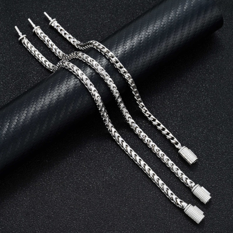 Hiphop 4mm Moissanite Franco Chain Bracelet for Women Men Iced Out D Color Moissanite Diamond Link Bracelet Bangle 925 Silver