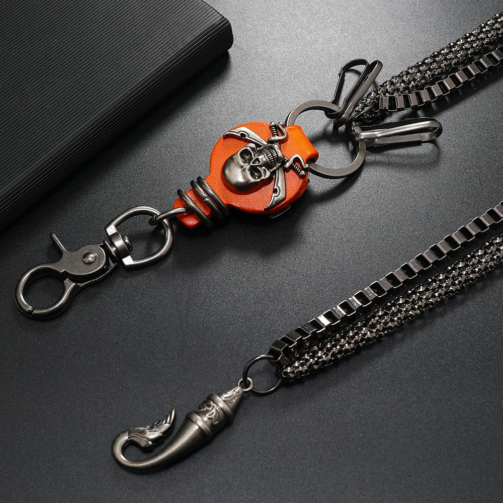 1Piece Punk style double chain skull pant chain 250320
