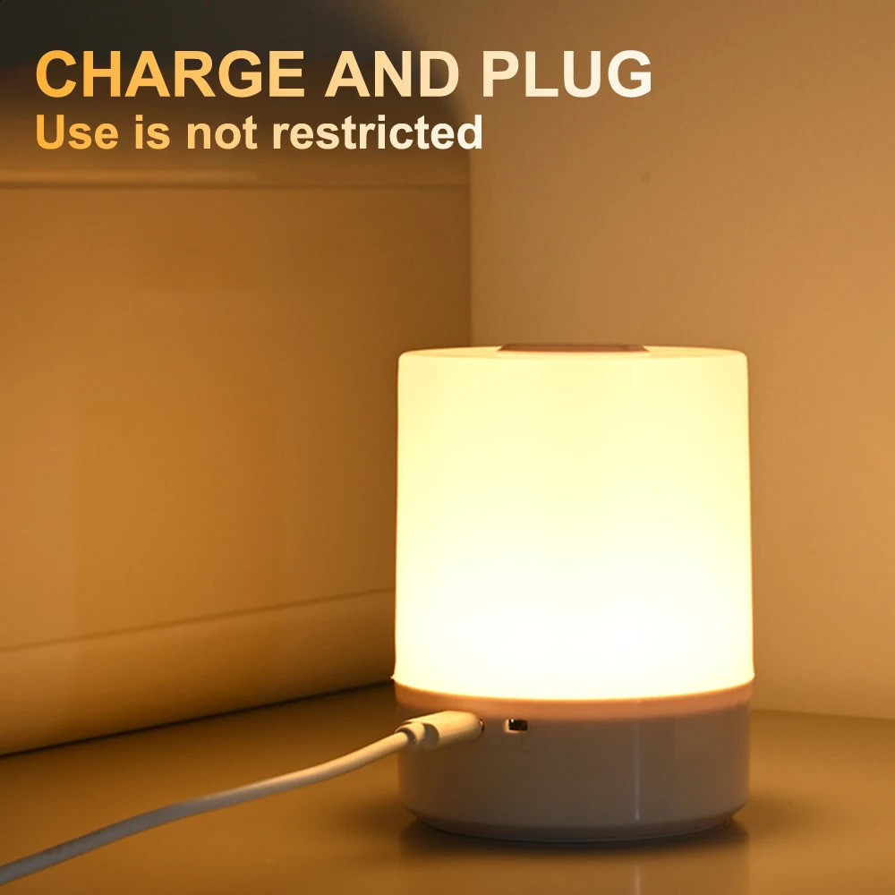 Touch Night Lamp 3 Modes Dimming Bedroom Bedside Lamp USB Charging Night Light Ambient Light Soft Light Table Lamp For Kids Gift 250319