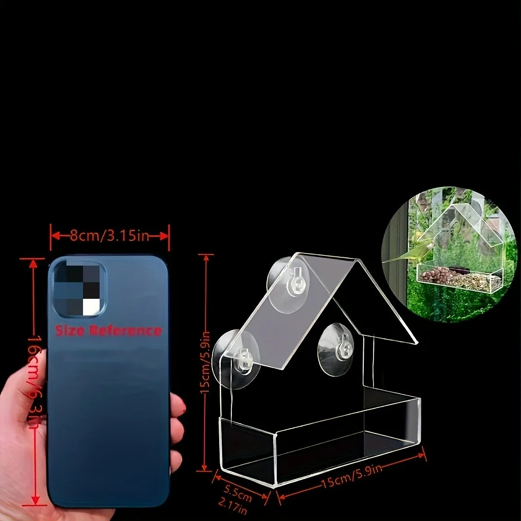 The super strong suction cup and weather resistant n of the triangular acrylic feeder in garden courtyard 250320