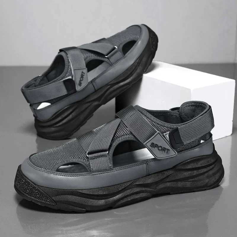 Fi Mens Sandals Summer Hollow Mens Casual Shoes N-Slip Platform Sneakers Mesh Versatile Breathable Running Sneakers Y250320