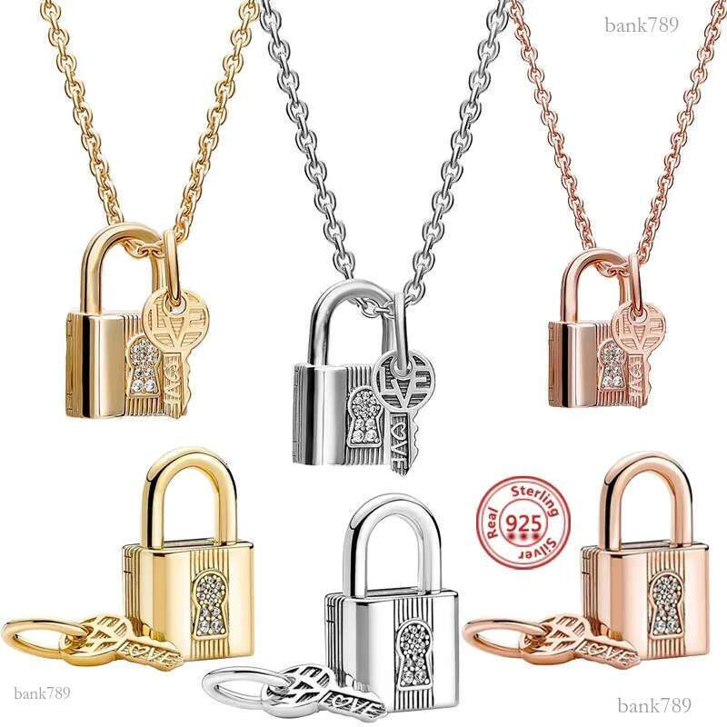 Original S925 Sterling Silver Lock Key Suspension Charm Conforms To The Bracelet DIY Fashion Jewelry