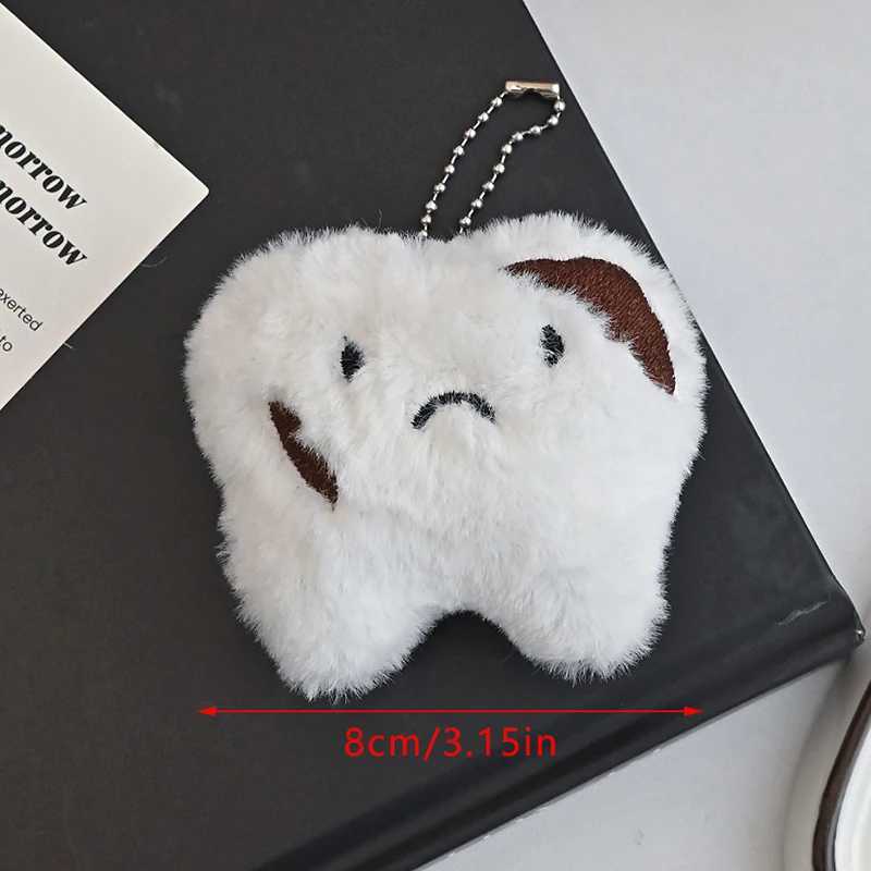 Cute Teeth Plush Toy Cartoon Wisdom Teeth Pendant Soft Stuffed Doll Keychain Car Key Ring Backpack Bag DecorXJ250319