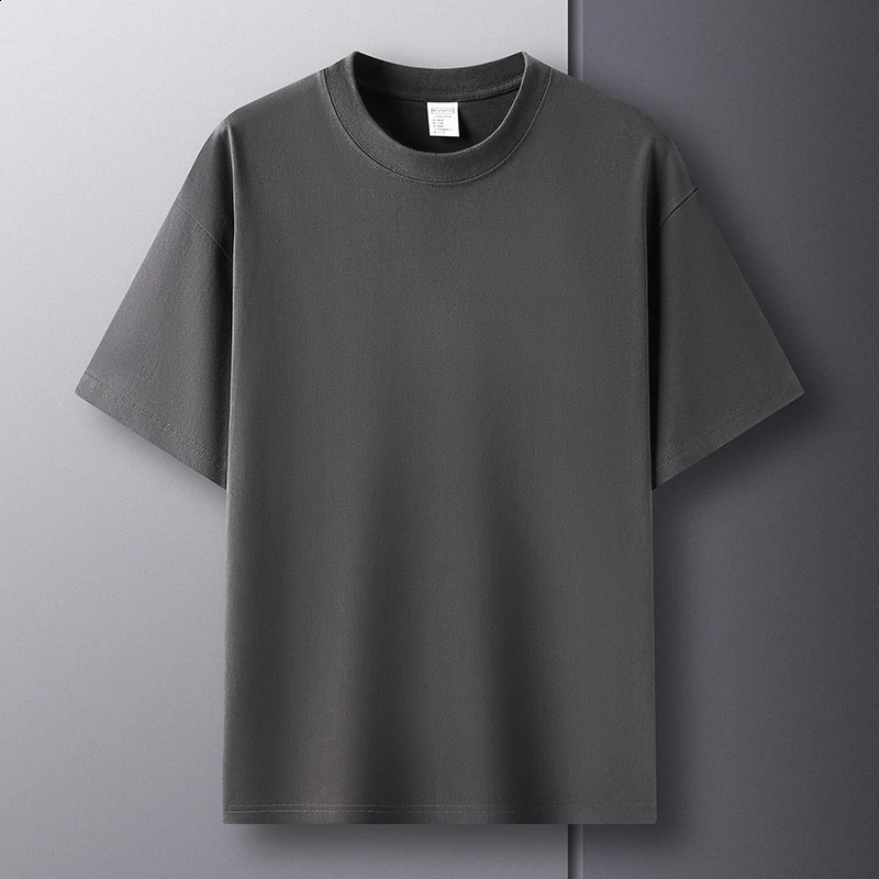 100 pure cotton summer highend mens short sleeved round neck fashionable half top breathable Tshirt 250319