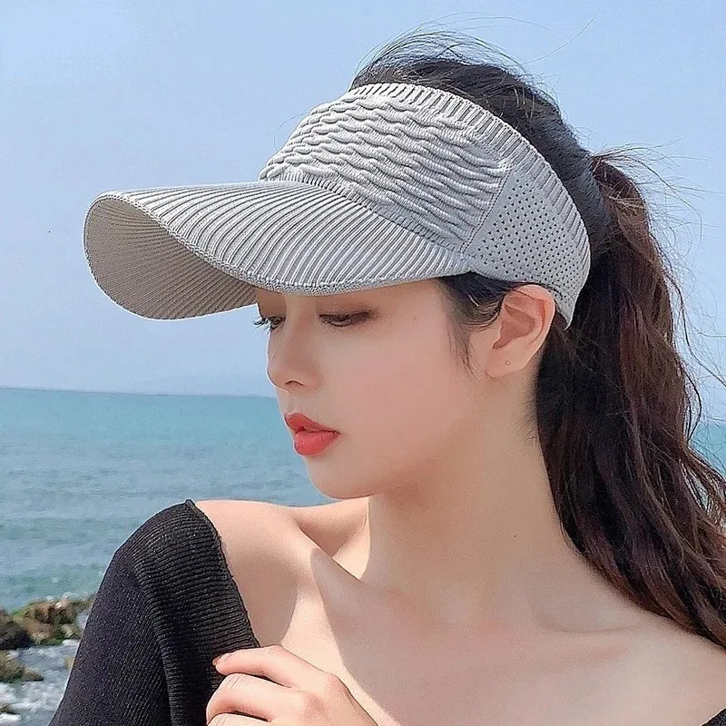 Women Anti-UV Sun Hats Breathable Adjustable Empty Top Visor Caps for Men Tennis Golf Running Travel Beach Sport Outdoor Hat 250320