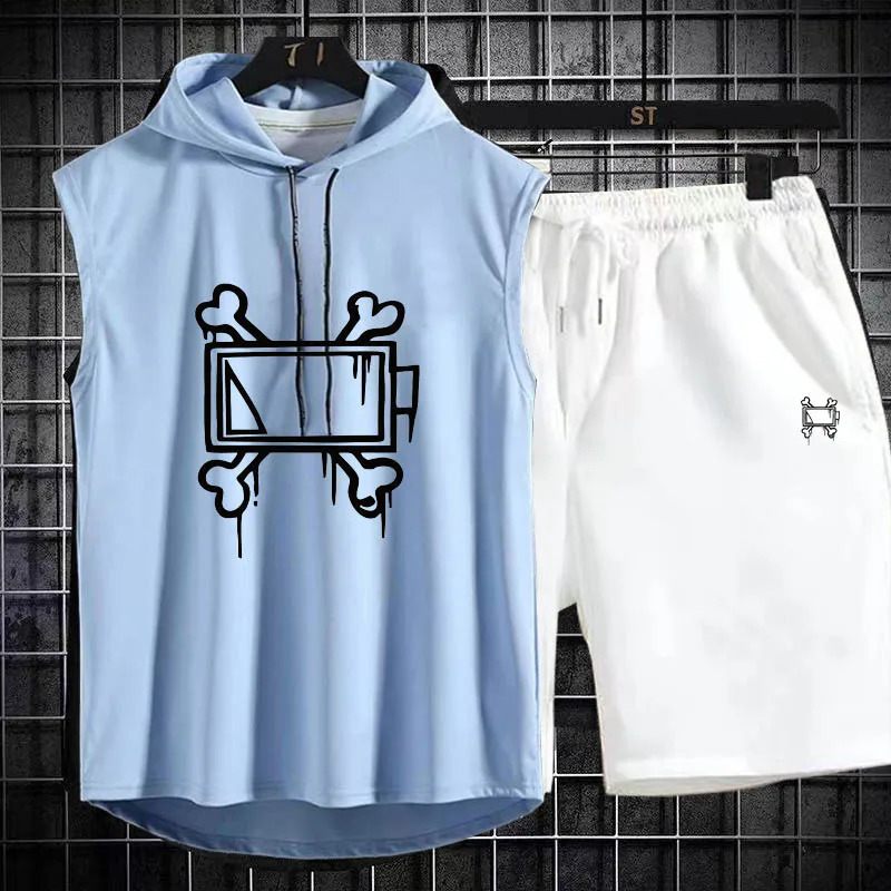 Men track suit summer sportswear two-piece t-shirt shorts tracksuit jogging mens sports suit fitness clothes exercise suit 250319