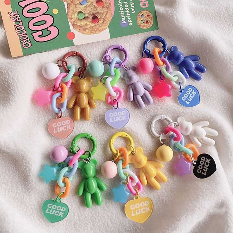Creative and cute bear keychain colored bear bag decoration accessory suitable for women girls fashionable headphones protective case pendantXJ250319