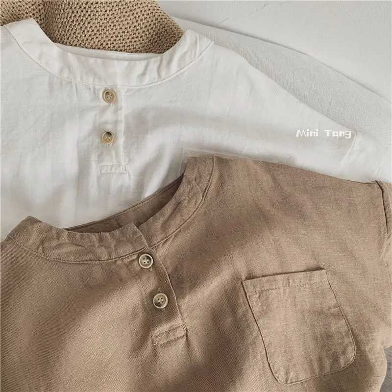 Summer childrens T-shirt fashion solid color girls T-shirt short sleeved cotton boys top Korean casual childrens clothing 1-8YT250320
