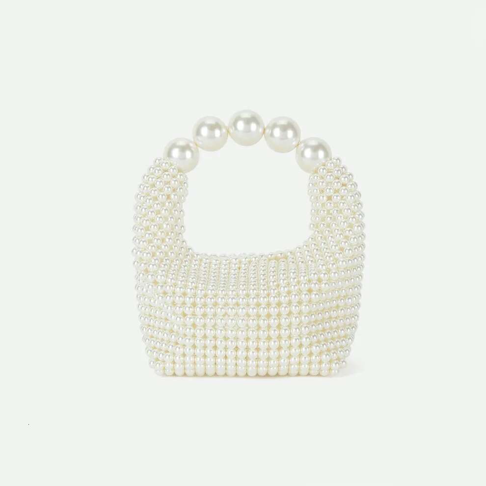 2023 Summer Women's Artificial Pearl Handbags Fashion Handwoven Beaded Dinner Designer Bag High Quality