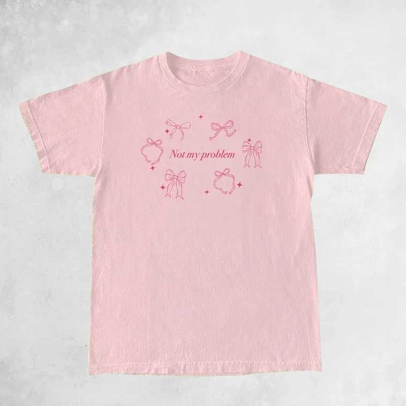 Fashionable and cute ribbon bow T-shirt for women retro Y2k aesthetic T-shirt for women short sleeved Kawaii Cottageecore clothingT250320