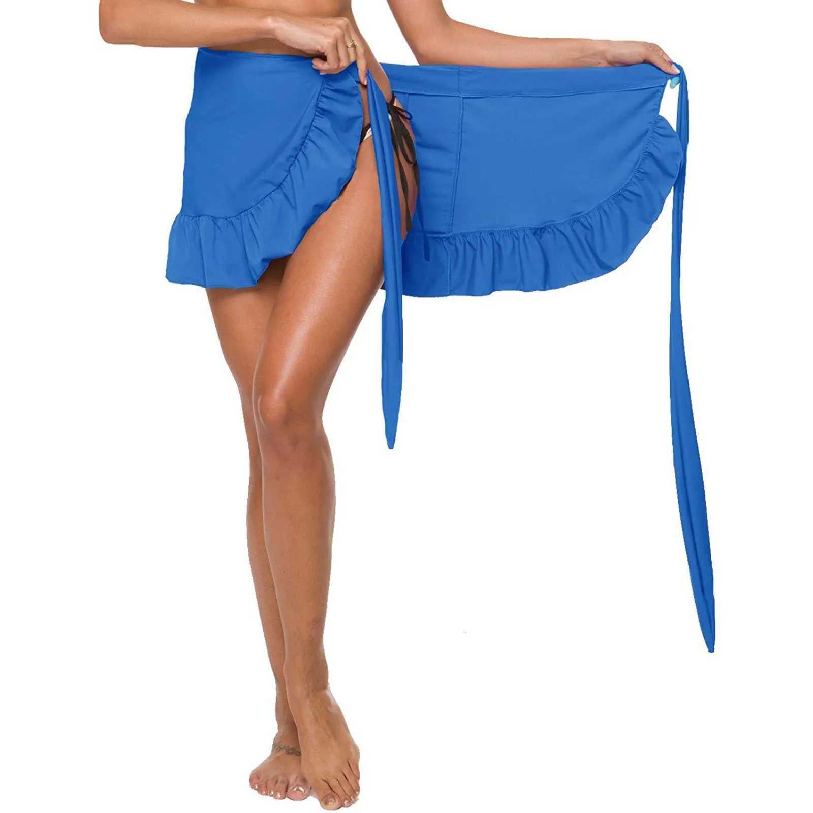 Sexy Womens Summer Apron Style Swimming Skirt Beach Vacation Bow Short Loose Ruffle Half SkirtXJ250320