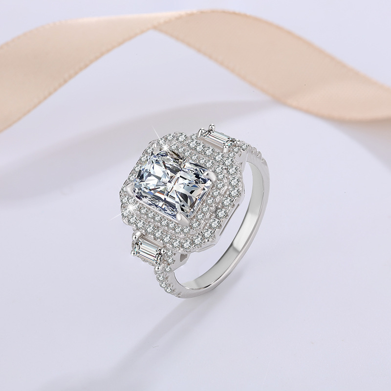 pass dia tester 3CT VVS1 D color moissanite rings designer for women sterling sier love girl wedding engagement ring jewelry woman gift with box Free 