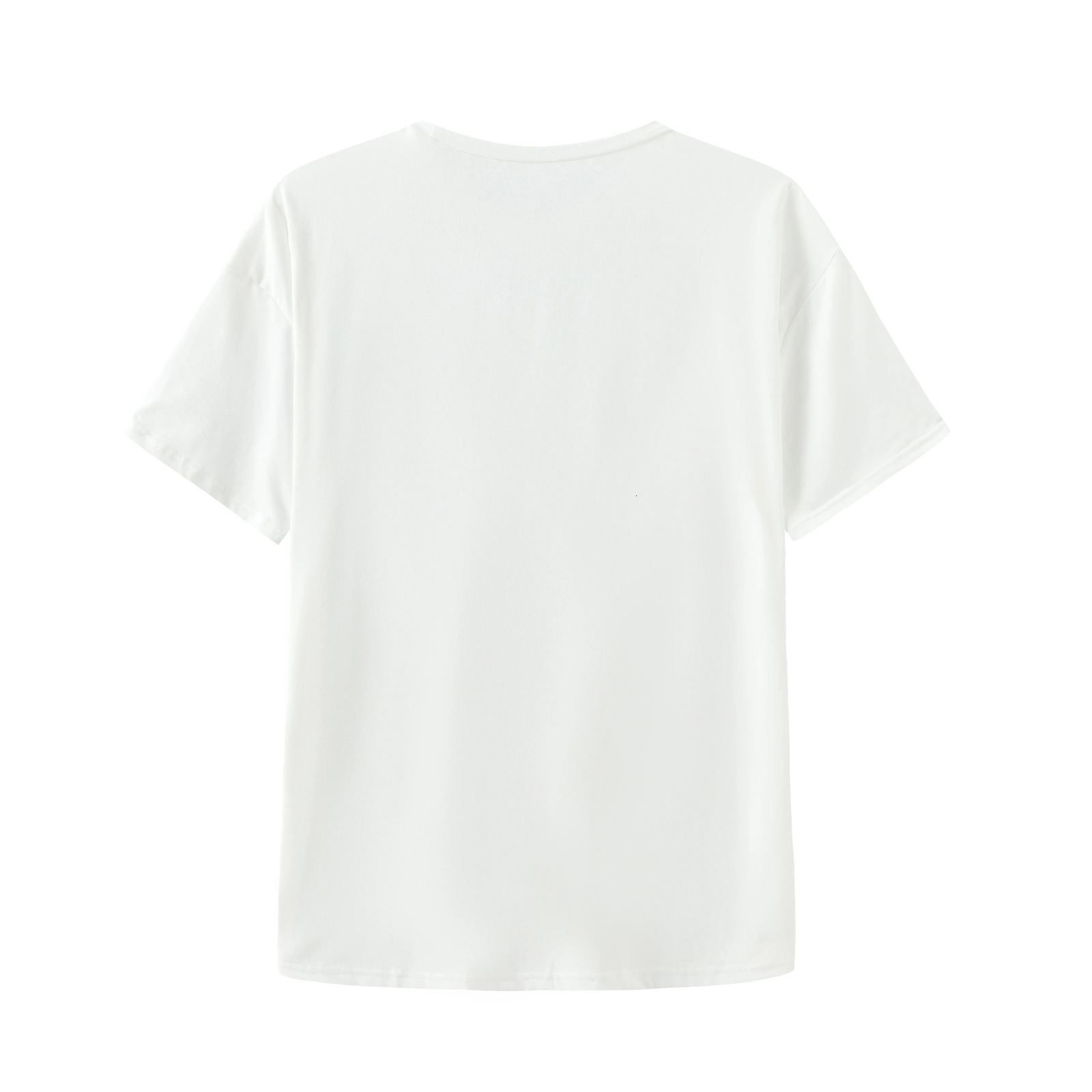 Womens White Round Neck Short Sleeve T-Shirt Casual Cherry Printed T-Shirt Suitable for Summer 250320