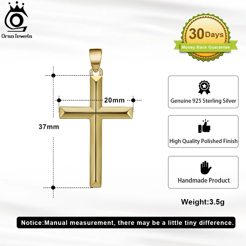 ORSA JEWELS Classic 14K Gold Cross Pendant Necklace for Men Women 925 Sterling Silver Necklace Christian Religious Jewelry NMN01 250318