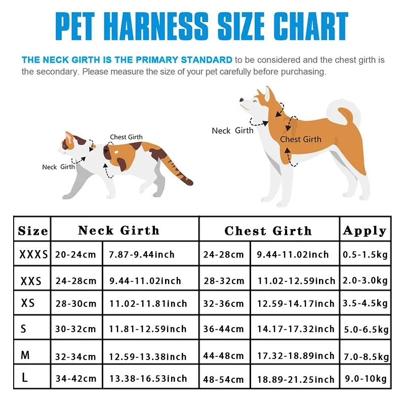 Nylon Dog Harness and Leash set Reflective Pet Harness Vest Breathable Adjustable Collars For Chihuahua Small Large Dogs