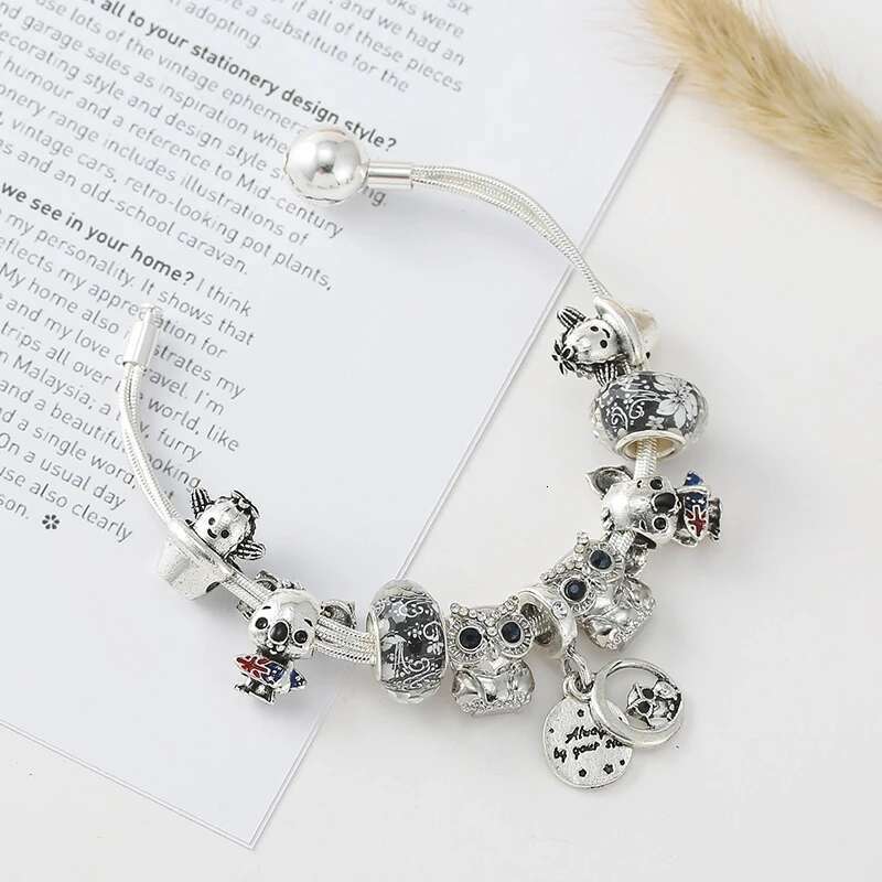 Silver Color Cute Owl Cactus Beads Charm Bracelet For Women With Multi-layer Snake Chain Bracelets Bangles As Child Jewelry Gift