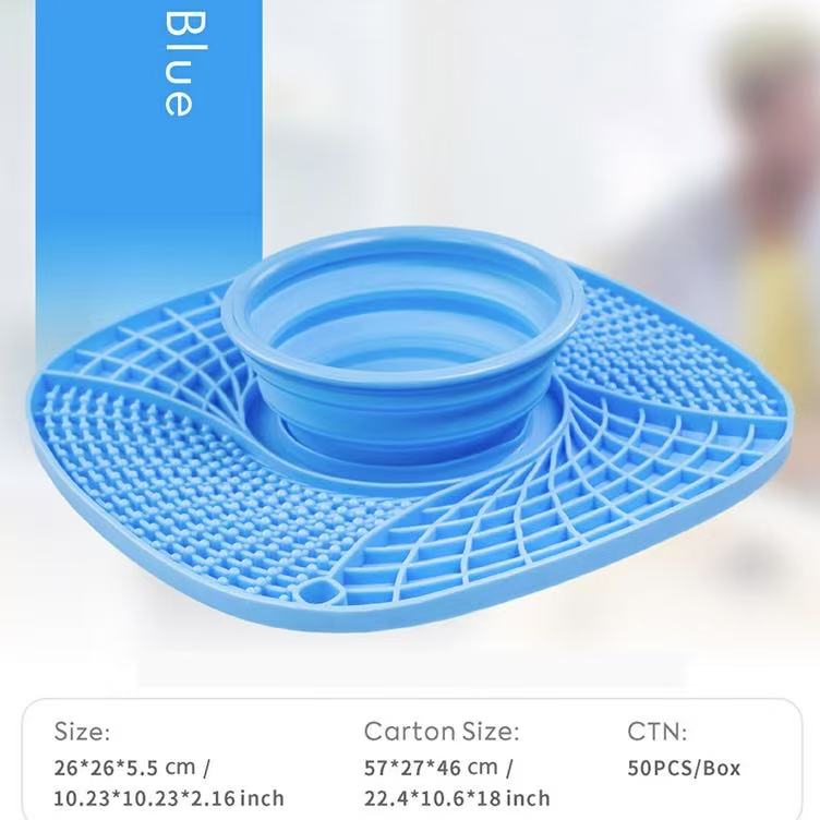 Multi functional silicone three in one pet folding slow food bowl pet anti choking dog licking pad