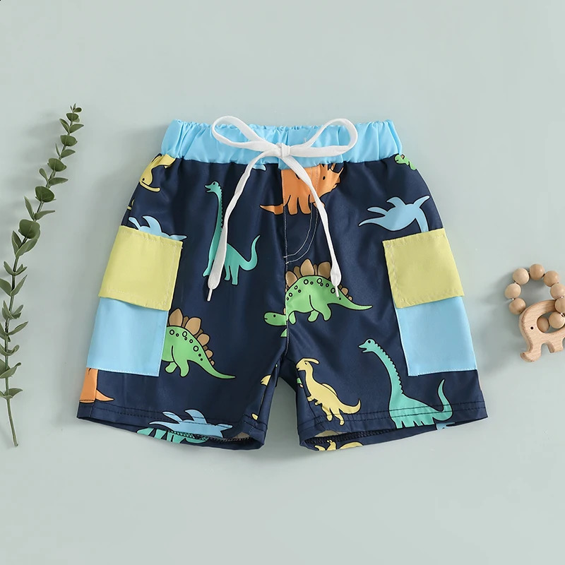 Childrens beach swimming trunks cute animal print shorts quick drying board with mesh lining and drawstring waistband 250312