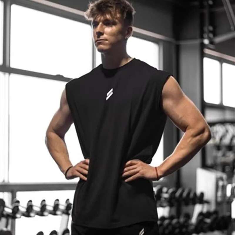 Men's summer sports vest, breathable, loose fitting, sleeveless T-shirt, quick drying vest, men's fitness suit