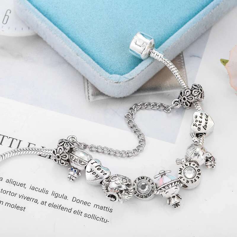 Forever Love Family Beads Charm Bracelet Bangle For Women Men Boy Girl Grandpa Grandma Beads Bracelets Meaningful Jewelry Gift