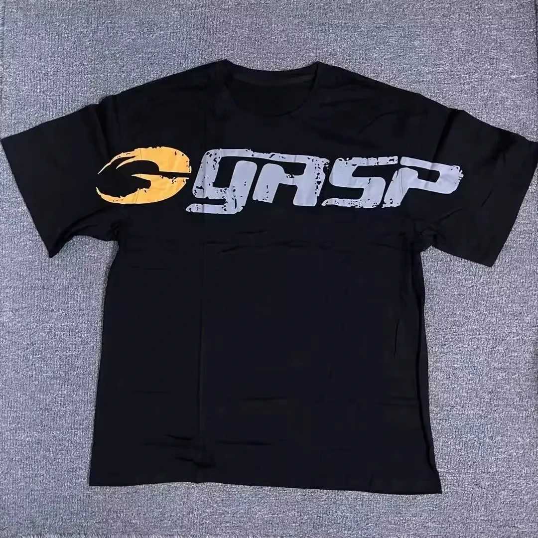 Mens new high-quality pure cotton mens gasoline training and fitness breathable plus size sports loose short sleeved shirtT250319