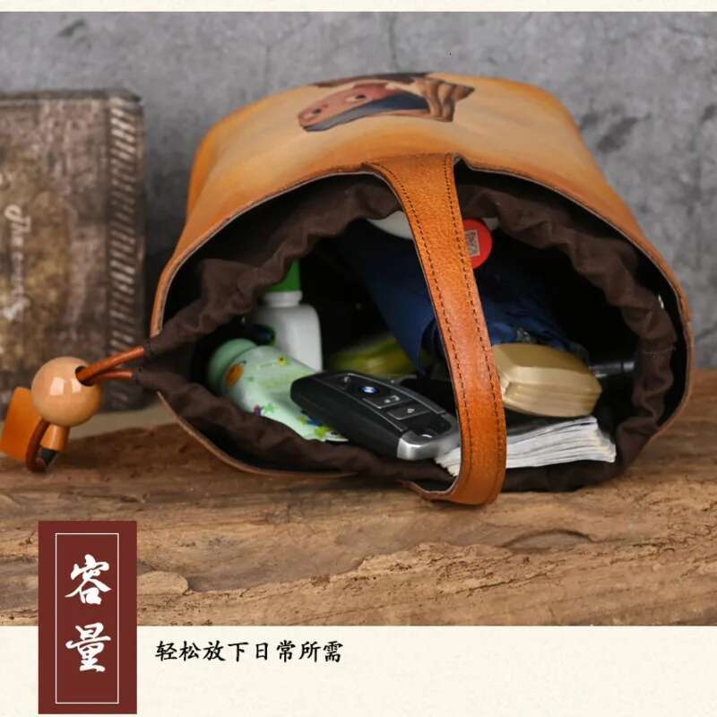 MOTAORA 2025 New Designer Women's Bucket Bag Vintage Cow Leather Drawstring Handbag Handmade Crossbody Purse In 3 Colors