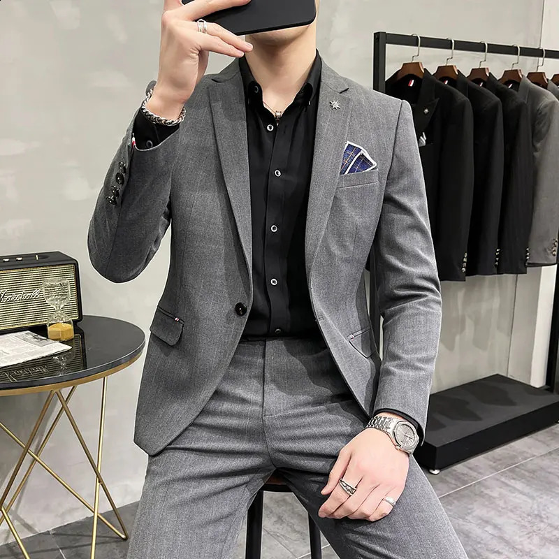 Suit Trousers Highquality Twopiece Groom Wedding Highend Business Casual Banquet Everything Costume Homme De Luxe 250311