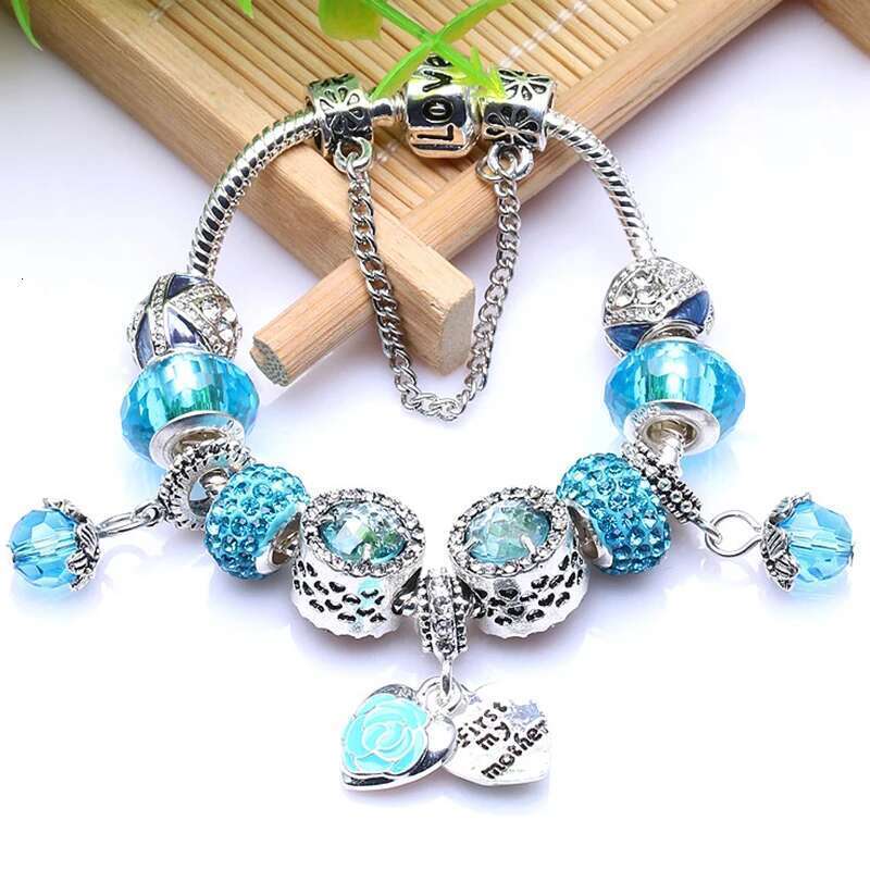 2024 Sweet Mother Pendant Crystal Beads Charm Bracelets Fits Brand Bracelets Bangles for Women Lover DIY Christmas Jewelry Gift