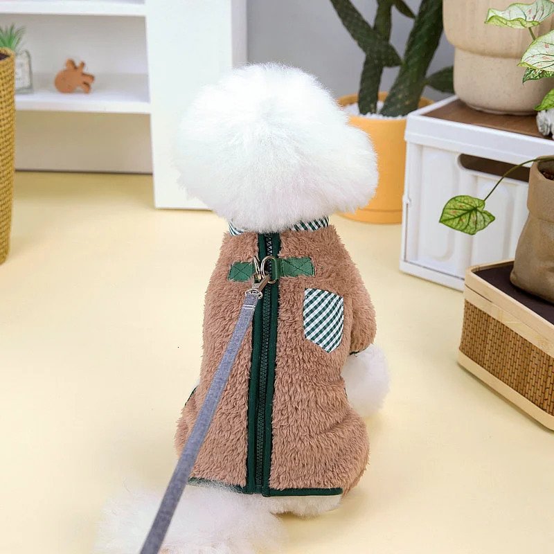 Soft and warm dog jumpsuit winter pet jacket with zipper suitable for puppies Yoki clothing Onesies Teddy French Bulldog Set 250318