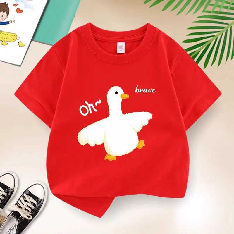 Y2K Top Little Duck Baby Graphic Printed T-shirt for Girls Purple Cotton Baby Childrens T-shirt Summer Cute Cartoon T-shirt YellowT250320